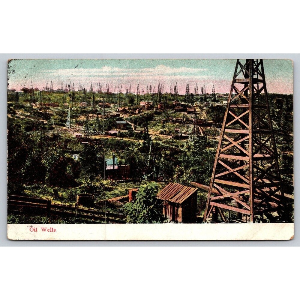 Vintage Postcard 1910s Oil City PA Oil Wells Western Penna PCK Series Litho